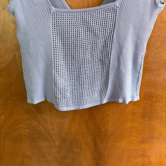 Sovere Blue Intrepid Open Knit Crop Top Revolve Keyhole Crochet NWT Large Sheer - Picture 7 of 16